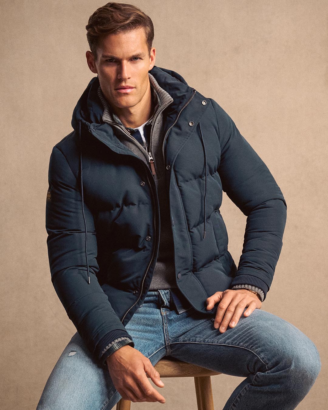 Hodded Puffer Jacket / 77148 - Dustrose